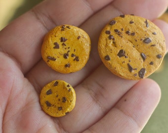 Multiple Sized Chocolate Chip Cookie Stud Earrings, Miniature Polymer Clay Fake Food Jewelry