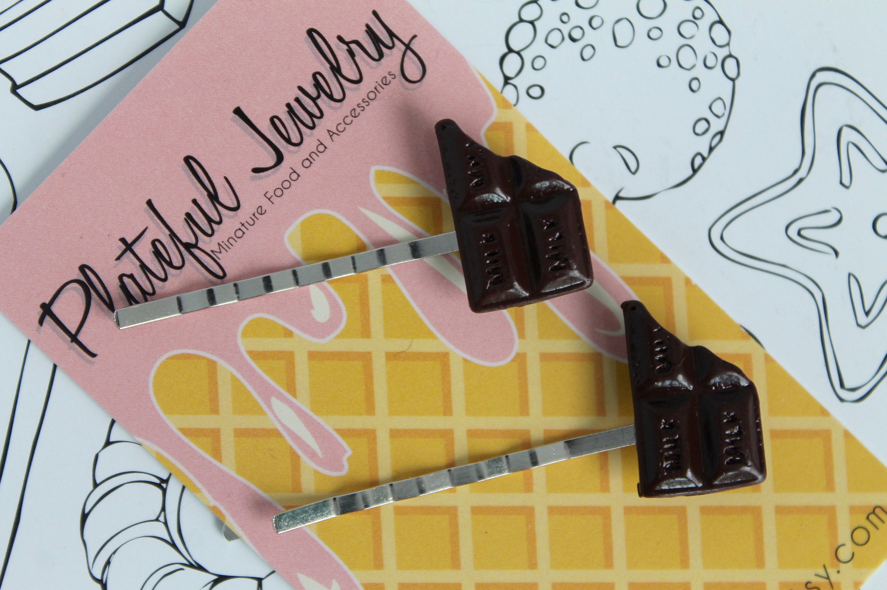 Dark Chocolate Bar Hair Clip Miniature Polymer Clay Hair Etsy