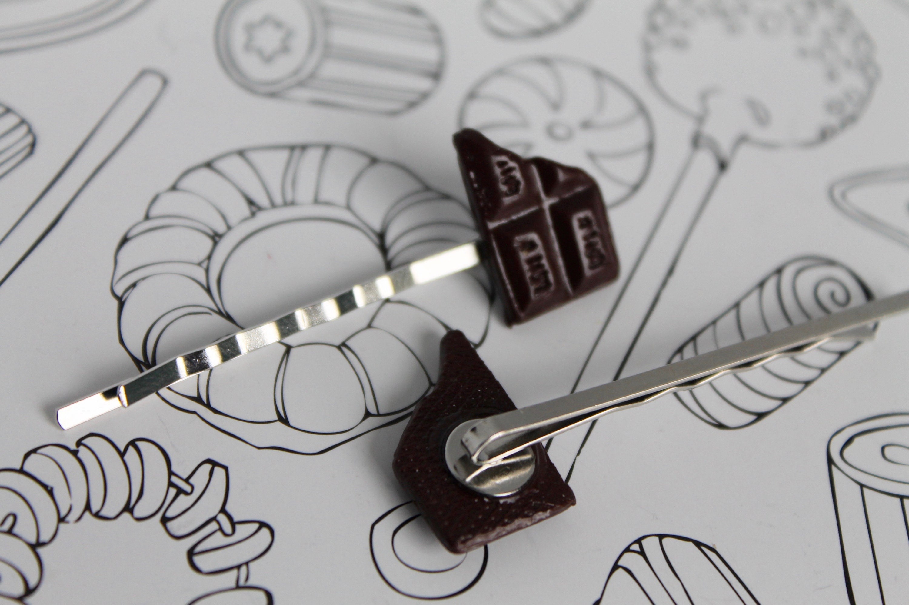 Dark Chocolate Bar Hair Clip Miniature Polymer Clay Hair Etsy