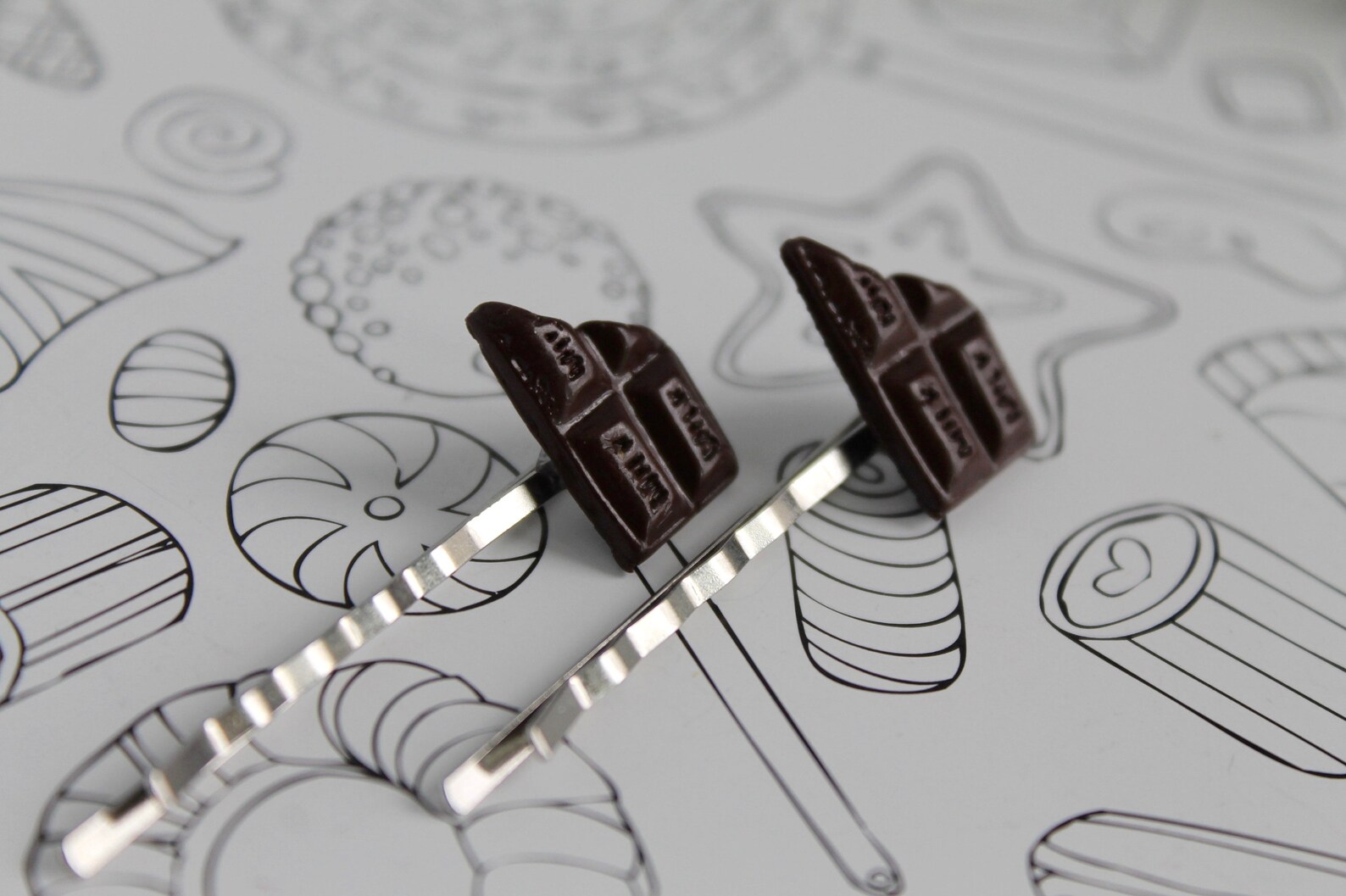 Dark Chocolate Bar Hair Clip Miniature Polymer Clay Hair Etsy