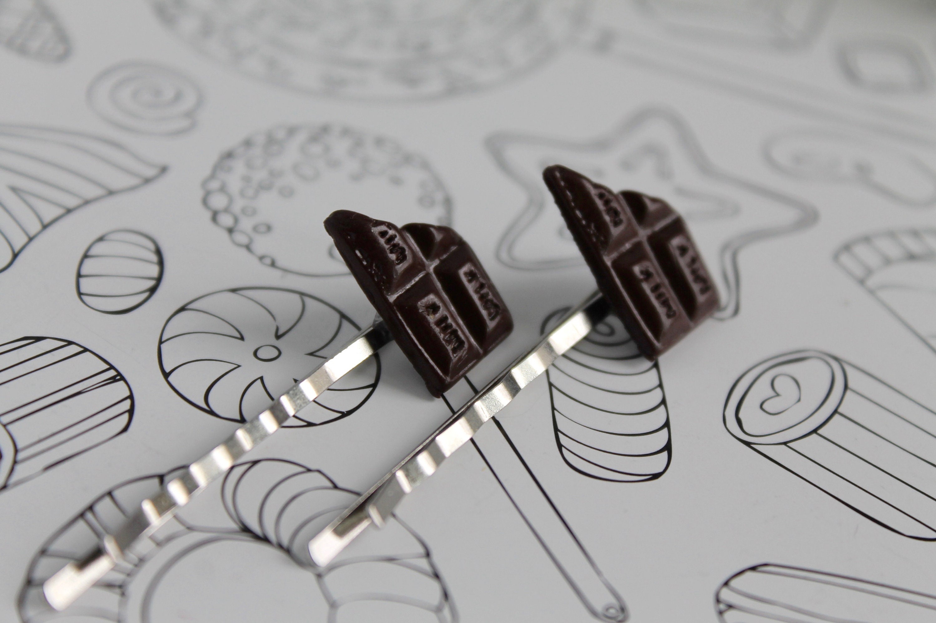 Dark Chocolate Bar Hair Clip Miniature Polymer Clay Hair Etsy