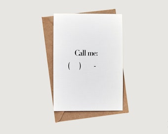 ¡Llámame! [Tu número de teléfono aquí] // Tarjeta de notas en blanco // Tarjeta BuffaloveNotes