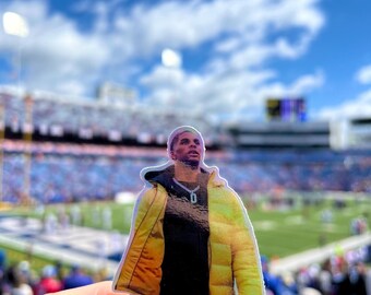 Pegatina de Keon Coleman - Pegatina de Keon Yellow Jacket de los Buffalo Bills - Holográfica