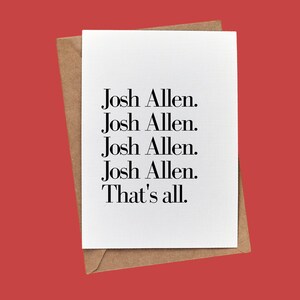 Josh Allen AKA MVP AKA Bills by a Billion // BuffaloveNotes Blanko Karte // Buffalo Bills