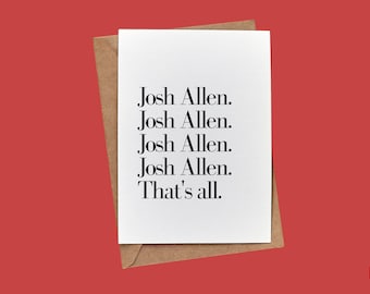 Tarjeta de Josh Allen de los Buffalo Bills: Tarjeta en blanco impresa a mano