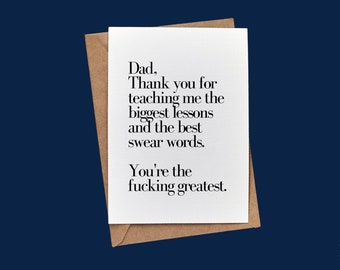 Papá con un tarro de malas palabras // Tarjeta en blanco de BuffaloveNotes para el Día del Padre