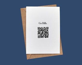 Tarjeta con código QR de Shout Song // Tarjeta en blanco de BuffaloveNotes // Buffalo Bills // Go Bills