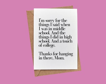 Gracias por aguantar, mamá // Tarjeta de notas en blanco de BuffaloveNotes para el Día de la Madre