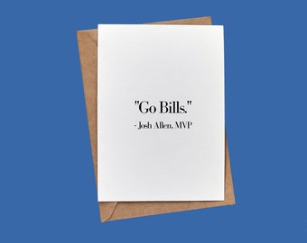Tarjeta de Josh Allen "Vamos Bills": regalo para un fan de los Buffalo Bills