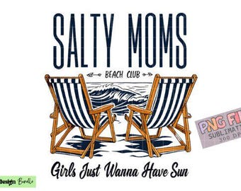 Retro Salty Moms Beach Club Png, Trendy Summer Vibes Png, Design de camisa de praia estética Png, Retro Beach Girl Png, Funny Sarcastic Mama Png