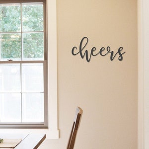 Cheers Metal Sign  Metal Wall Art  Cheers Sign  Metal Words  celebrate  Metal Signs - cheers - drinking Decor - Simply Inspired -Dining
