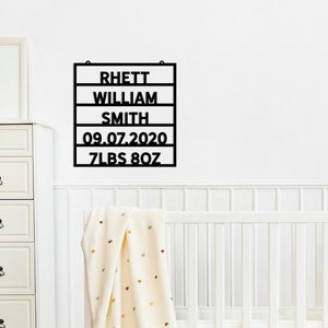 Birth Stats Metal Sign  Boy and girl Birth Metal Sign Nursery Room Decor Modern Metal Sign  Simply Inspired  Home Decor  Letter board