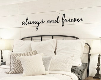 always and forever  metal words  metal sign  wall decor  metal  above bed decor - wedding gift -Simply Inspired-couple-together forever