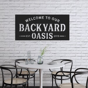 Backyard Oasis  Backyard  Memories  Metal Sign  Outdoor Space  Patio  Oasis  Simply Inspired  Custom Metal Modern Metal SignFamily
