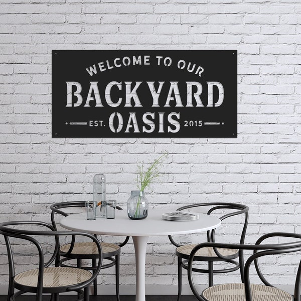 Backyard Oasis - Backyard - Memories - Metal Sign - Outdoor Space - Patio - Oasis - Simply Inspired - Custom Metal -Modern Metal Sign-Family