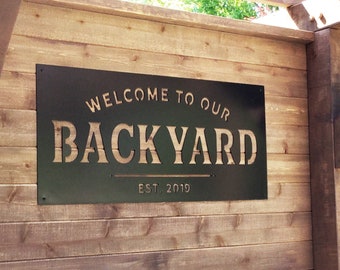 Welcome to our Backyard - Established Sign - Backyard - Memories - Custom Metal Sign - Personalized Metal Sign-Simply Inspired-Outdoor Space