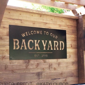 Welcome to our Backyard - Established Sign - Backyard - Memories - Custom Metal Sign - Personalized Metal Sign-Simply Inspired-Outdoor Space