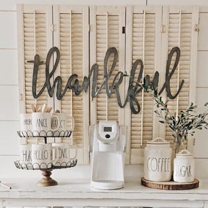 Thankful Metal Sign Metal Wall Art Thankful Sign Metal Words Metal Wall Decor Metal Signs Housewarming Gift Wedding Gift image 1