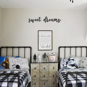 sweet dreams  above bed decor  metal words  sweet dreams wall decor  simply inspired  bedroom decor - master bedroom -kids room-dreamer