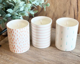 BUNDLE Stoneware Candles - Set of 3 - 8 oz Soy Wax Candle - Cotton Wick - Simply Inspired - Soy Candles - Gift - Hand-poured Candle