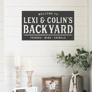 Personalized Backyard  Backyard Sign  Memories  Metal Sign  Welcome Sign Simply Inspired Shop - Custom - Outdoor Space-Established Sign