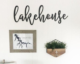 Lakehouse Metal Sign  Metal Wall Art  Lakehouse Sign  Metal Words  Lake House  Metal Signs - Lake Life -Lakehouse Decor-Simply Inspired