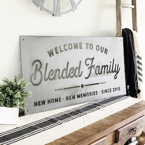 Welcome to our Blended Family  Family  Memories  Custom Metal Sign  Beginning  Established - metal sign -Personalized Metal Sign - Home