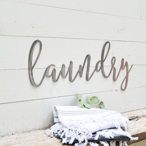 Laundry Metal Sign Metal Wall Art Laundry Sign Metal Words Metal Wall Decor Metal Signs Laundry Room Decor Wedding Gift Home image 3