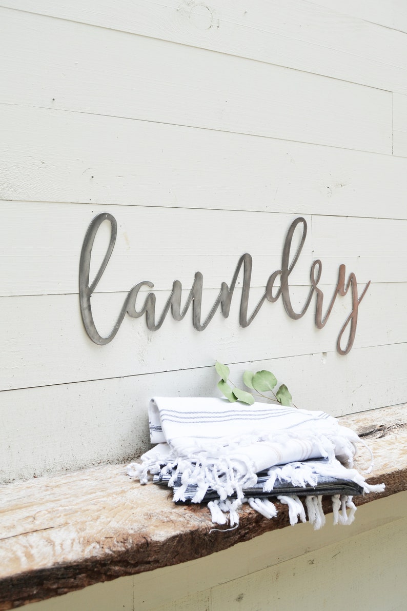 Laundry Metal Sign Metal Wall Art Laundry Sign Metal Words Metal Wall Decor Metal Signs Laundry Room Decor Wedding Gift Home image 3