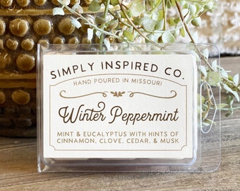 Winter Peppermint Wax Melt - 2.5 oz Soy Wax melt - Christmas Wax Melts - Simply Inspired - Home Decor - Soy Candle - Gift-Hand-poured Candle