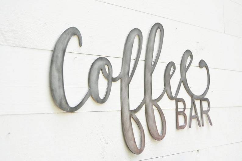 Coffee BAR Metal Sign Metal Wall Art Coffee Bar Sign Metal Words-Coffee Station-Metal Signs-Coffee Mug-Mug Rack-Simply Inspired-Kitchen image 5