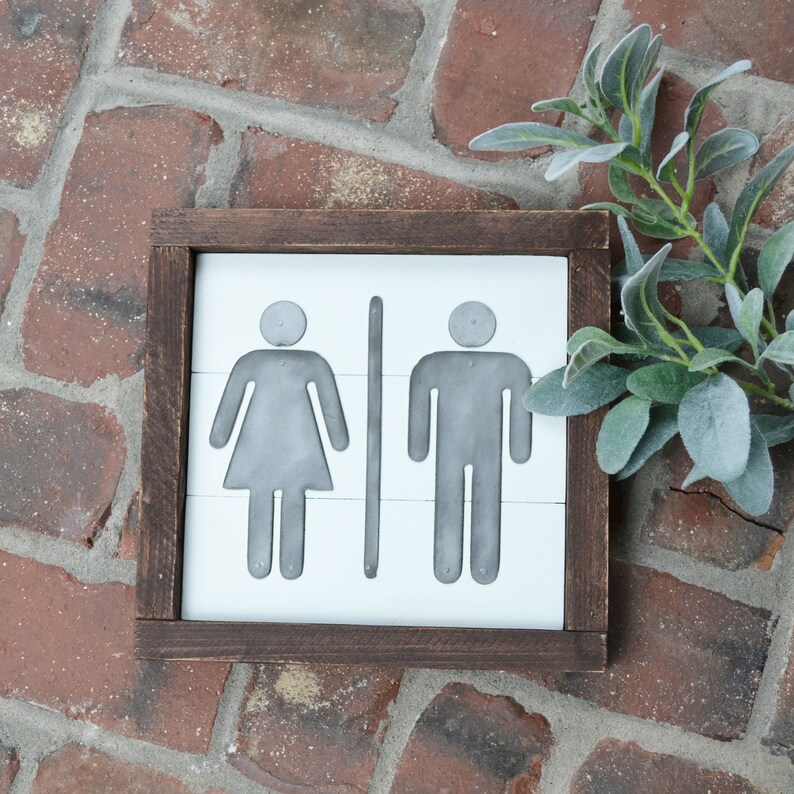 Signo de baño Boy Girl Bathroom Sign Decoración del baño Etsy