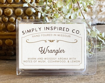 Wrangler Wax Melt - 2.5 oz Soy Wax melt - Fall Wax Melts - Simply Inspired - Home Decor - Soy Candle - Gift -Hand-poured Candle-gift for him
