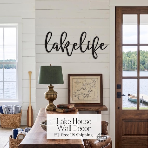 Metal Wall Decor Lake House Sign Lake House Decor Personalized Cabin Sign Custom Lake House Sign Lake Life Wall Art Cabin Wall Decor