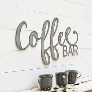 Coffee BAR Metal Sign Metal Wall Art Coffee Bar Sign Metal Words-Coffee Station-Metal Signs-Coffee Mug-Mug Rack-Simply Inspired-Kitchen image 4