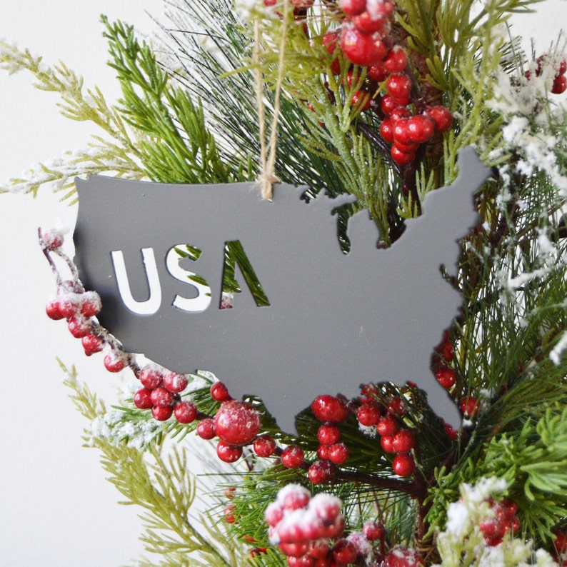 USA Metal Ornament Christmas Tree Decor USA Christmas | Etsy