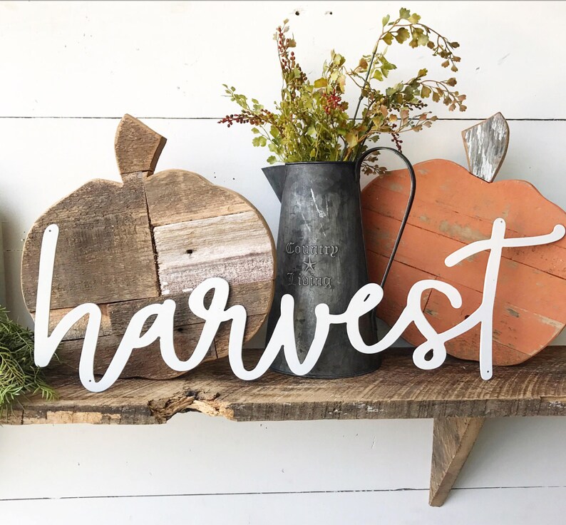 Harvest Metal Sign Metal Wall Art Porch Sign Metal Words Etsy