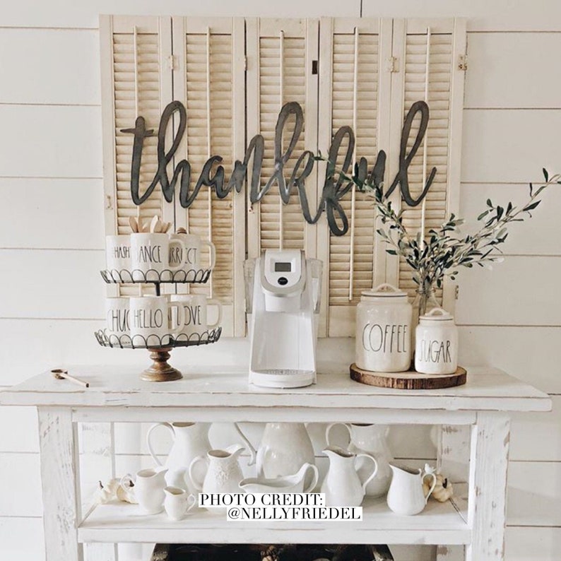 Thankful Metal Sign Metal Wall Art Thankful Sign Metal Words Metal Wall Decor Metal Signs Housewarming Gift Wedding Gift image 1