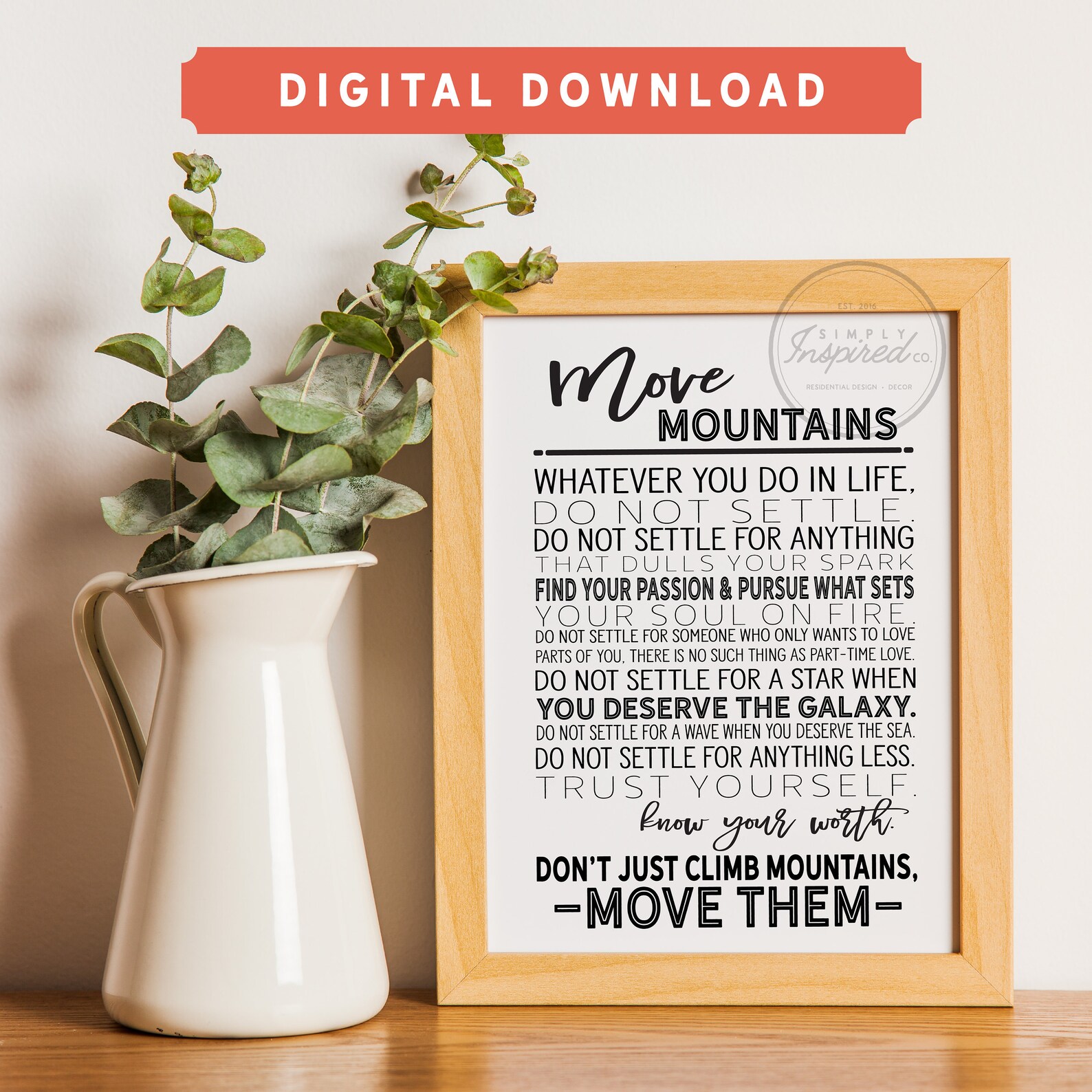 Move Mountains Quote Printable Art Downloadable Print Kids Children