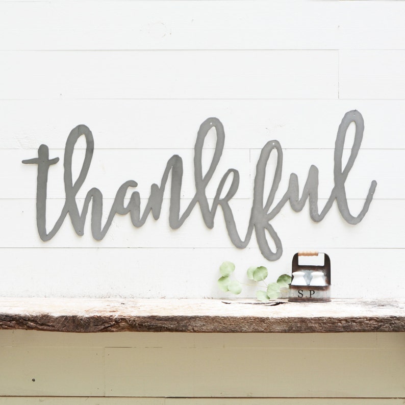 Thankful Metal Sign Metal Wall Art Thankful Sign Metal Words Metal Wall Decor Metal Signs Housewarming Gift Wedding Gift image 2