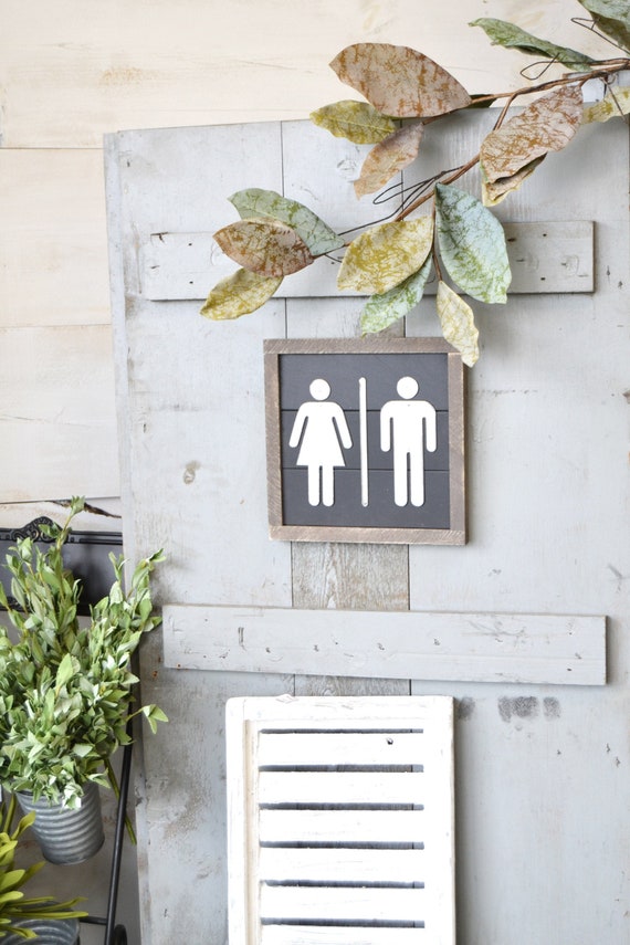 Restroom Sign Boy Girl Bathroom Sign Bathroom Decor Etsy