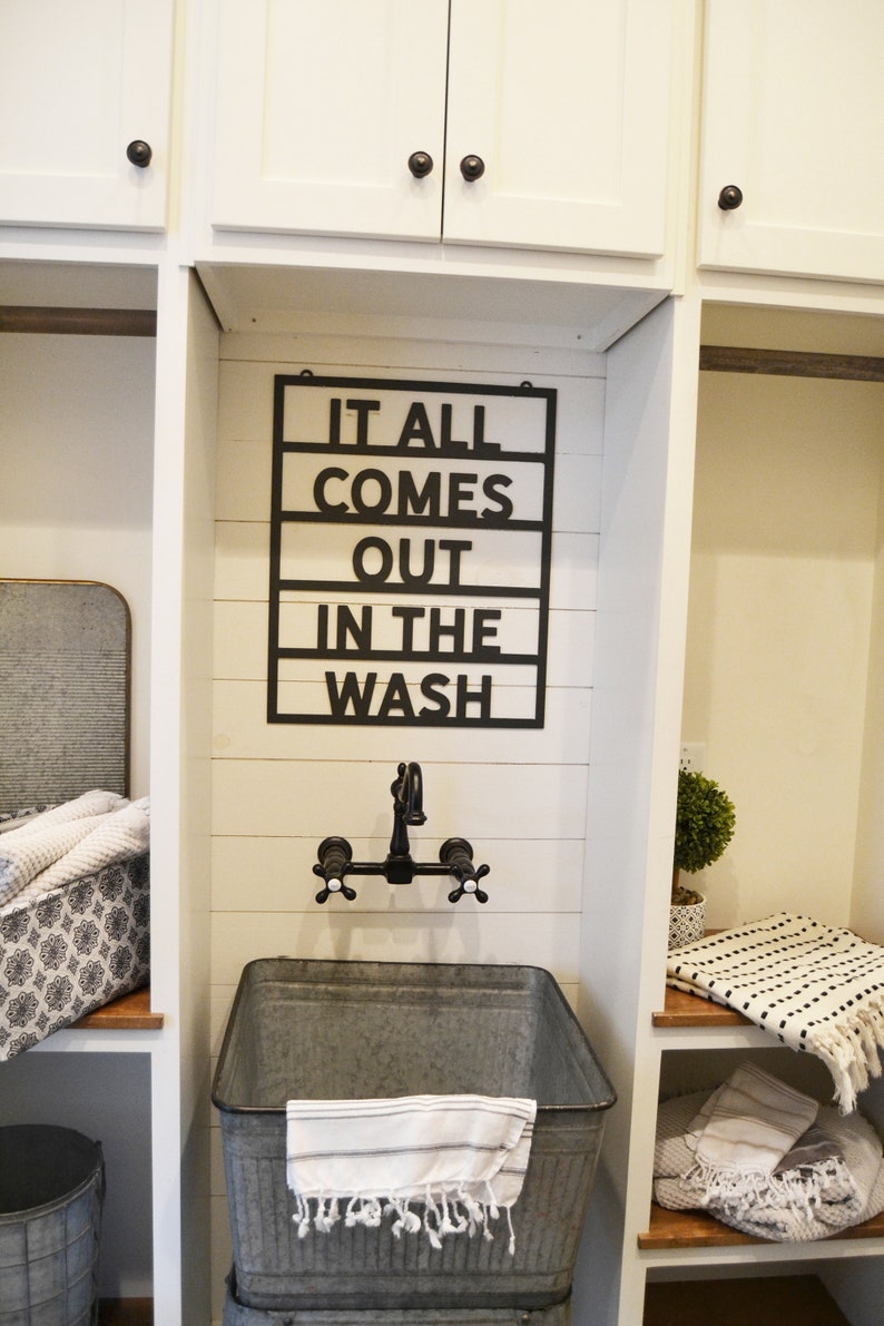 It all comes out in the wash Metal Sign Clothes Laundry Metal Sign Laundry Room Decor Modern Metal Sign-Simply Inspired-Home Decor image 4