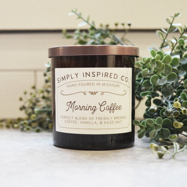 Morning Coffee - 11 oz Soy Wax Candle - Cotton Wick - Simply Inspired - Home Decor - Soy Candle - Gift - Hand-poured Candle