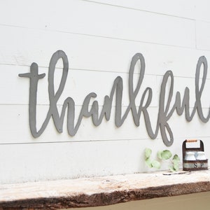 Thankful Metal Sign Metal Wall Art Thankful Sign Metal Words Metal Wall Decor Metal Signs Housewarming Gift Wedding Gift image 3