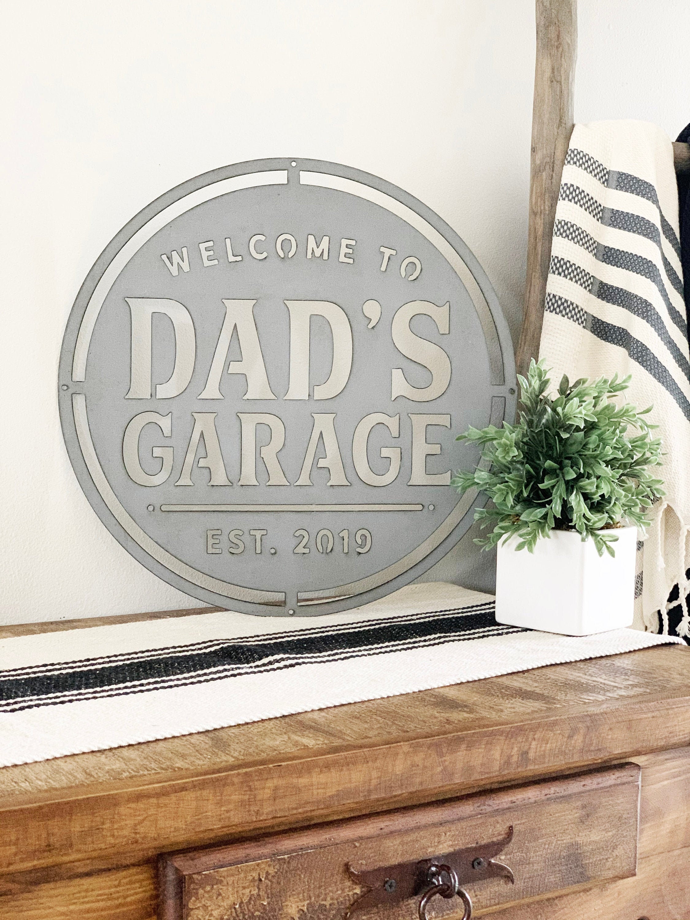 Dad's Garage Round Fathers Day Birthday Dad Gift Etsy