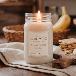 Bananpudding Sojaljus Vanilj Marshmallowkräm Doftande Mason Jar Bageri Dessert Doft Födelsedagspresent till henne Köksinredning Gourmet