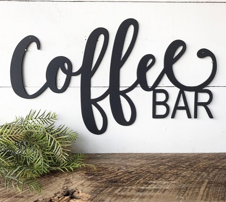 Coffee BAR Metal Sign Metal Wall Art Coffee Bar Sign Metal Words-Coffee Station-Metal Signs-Coffee Mug-Mug Rack-Simply Inspired-Kitchen image 6