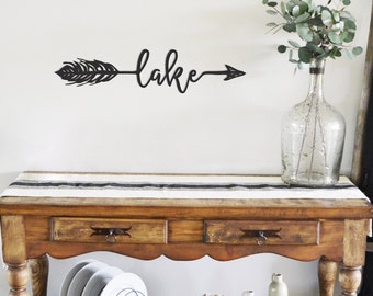 Lake Arrow Metal Sign - Metal Wall Art - Lake Sign - Arrow - Metal Wall Decor - Metal Signs - Word Arrow-lake life-lake gift-Simply Inspired