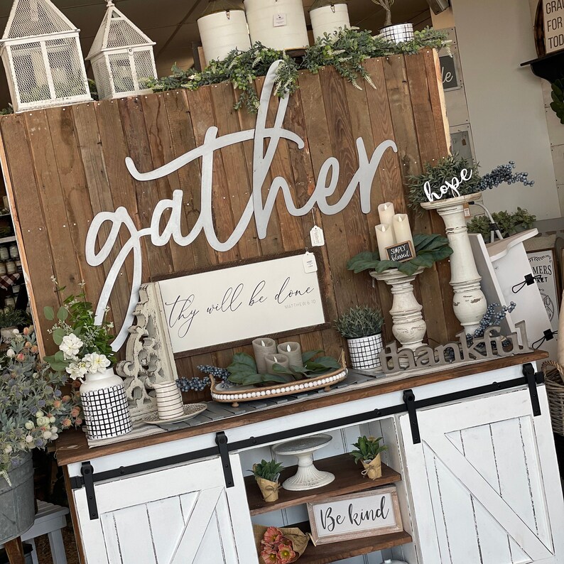 Gather Metal Sign Metal Wall Art Gather Sign Metal Words Etsy