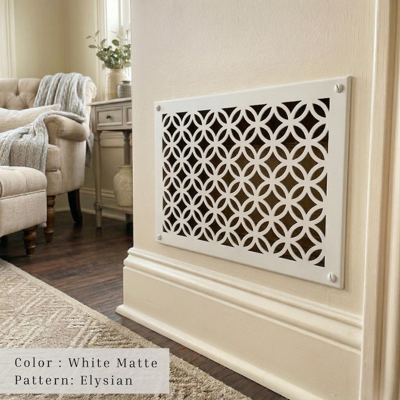 Decorative metal vent cover installed as a functional wall vent cover upgrade